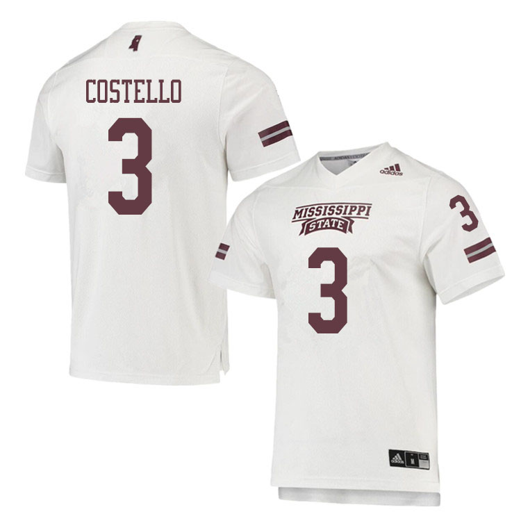 Men #3 K.J. Costello Mississippi State Bulldogs College Football Jerseys Sale-White